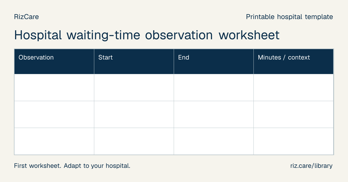Blank worksheet: Hospital waiting-time observation worksheet